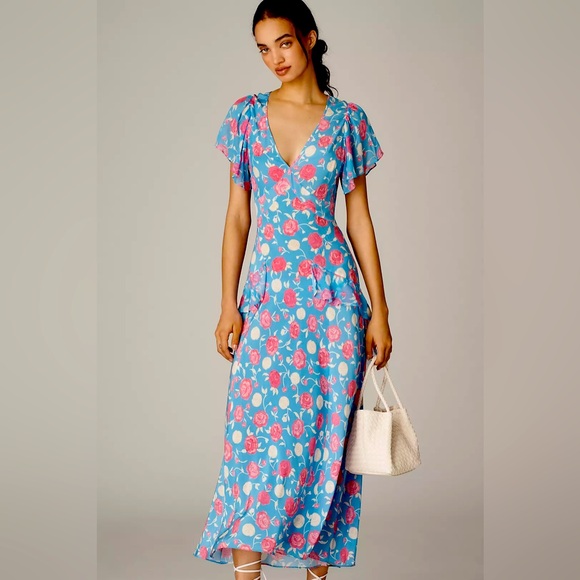 RIXO Evie Floral Silk Dress NWT - Picture 1 of 12